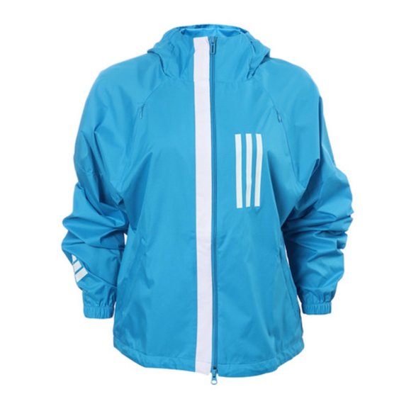 Adidas W.N.D. Windbreaker Jacket Water Repellent Womens Cyan Blue Full Zip Small - Picture 3 of 11